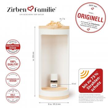 Zirbenfamilie - Zirben Nightholder - weiß - inkl. Zirbenöl 10 ml - Zirbenflocken